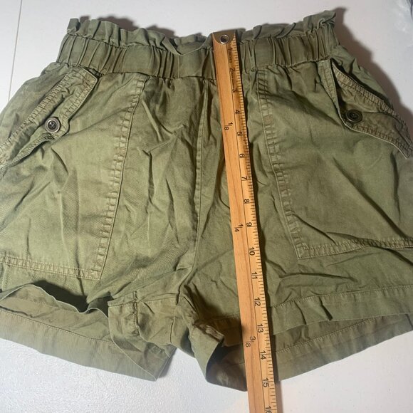 JANE AND DELANCEY WOMENS SMALL PAPER BAG SHORTS OLIVE ARMY GREEN CARGO - Picture 7 of 15